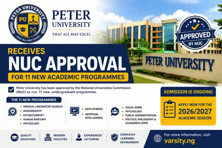 Peter University Receives NUC Approval for 11 New Academic Programmes