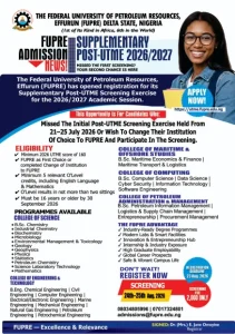 FUPRE Supplementary Post-UTME Form 2026/2027: Eligibility, Courses and Registration